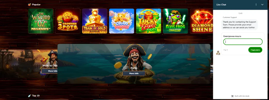 pirate spins casino support